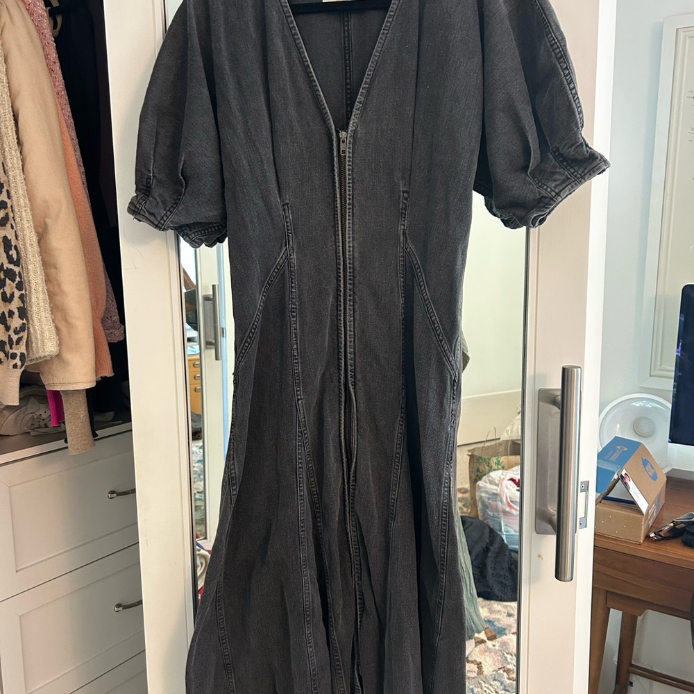 Mara Hoffman Charcoal Puff Sleeve Dress